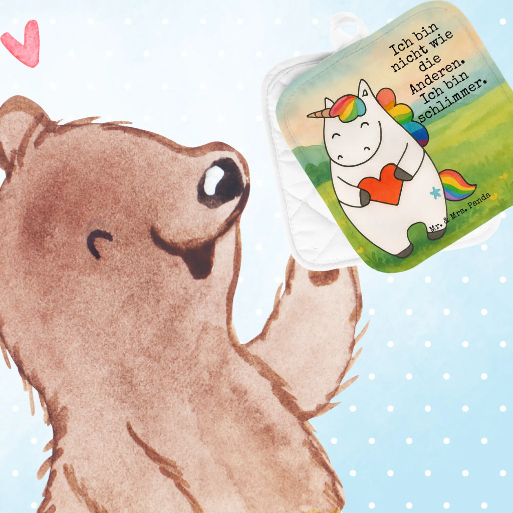 2er Set Topflappen  Einhorn Herz Design Topflappen, Topfuntersetzer, Ofenhandschuh, Topflappen Set, Topflappen lustig, Topflappen mit Spruch, Ofenhandschuhe, Topfhandschuhe, Topfhandschuh, Topflappenset, Topflappen 2er Set, Schöne Topflappen, Einhorn, Einhörner, Einhorn Deko, Unicorn, Herz, schlimm, böse, witzig, lustig, Freundin, anders, bunt