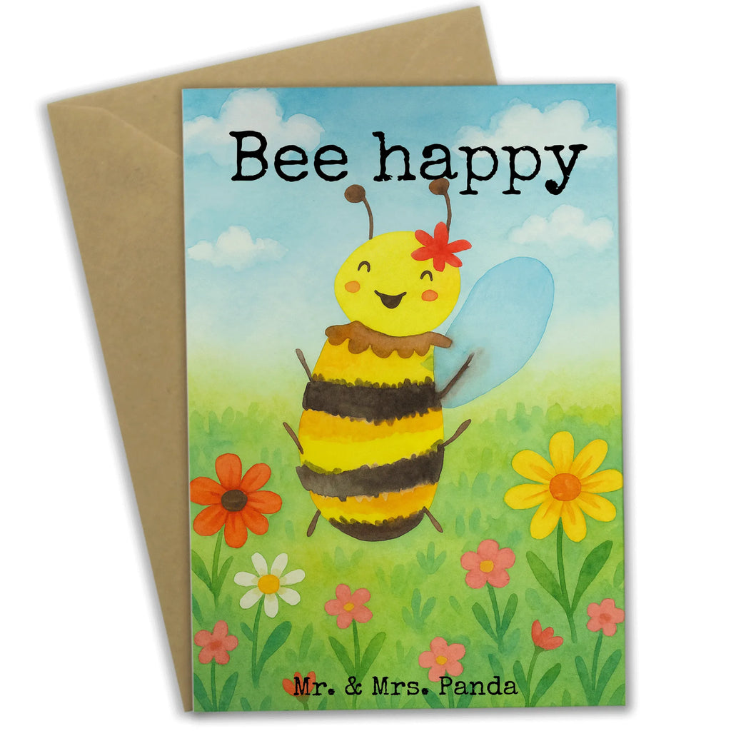 Greetings card bee happy Design Grußkarte, Klappkarte, Einladungskarte, Glückwunschkarte, Hochzeitskarte, Geburtstagskarte, Karte, Ansichtskarten, Biene, Wespe, Hummel