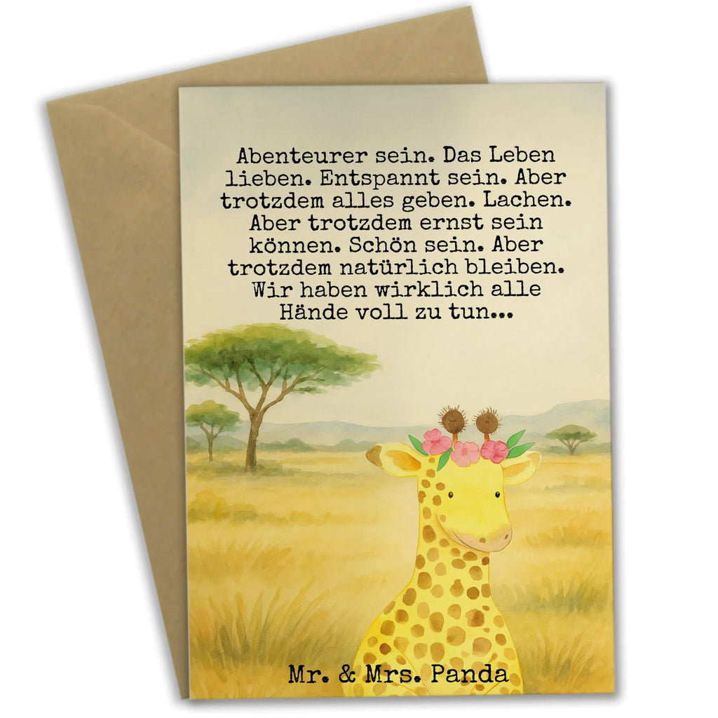 Greetings card giraffe flower wreath Design Grußkarte, Klappkarte, Einladungskarte, Glückwunschkarte, Hochzeitskarte, Geburtstagskarte, Karte, Ansichtskarten, Afrika, Wildtiere, Giraffe, Blumenkranz, Abenteurer, Selbstliebe, Freundin