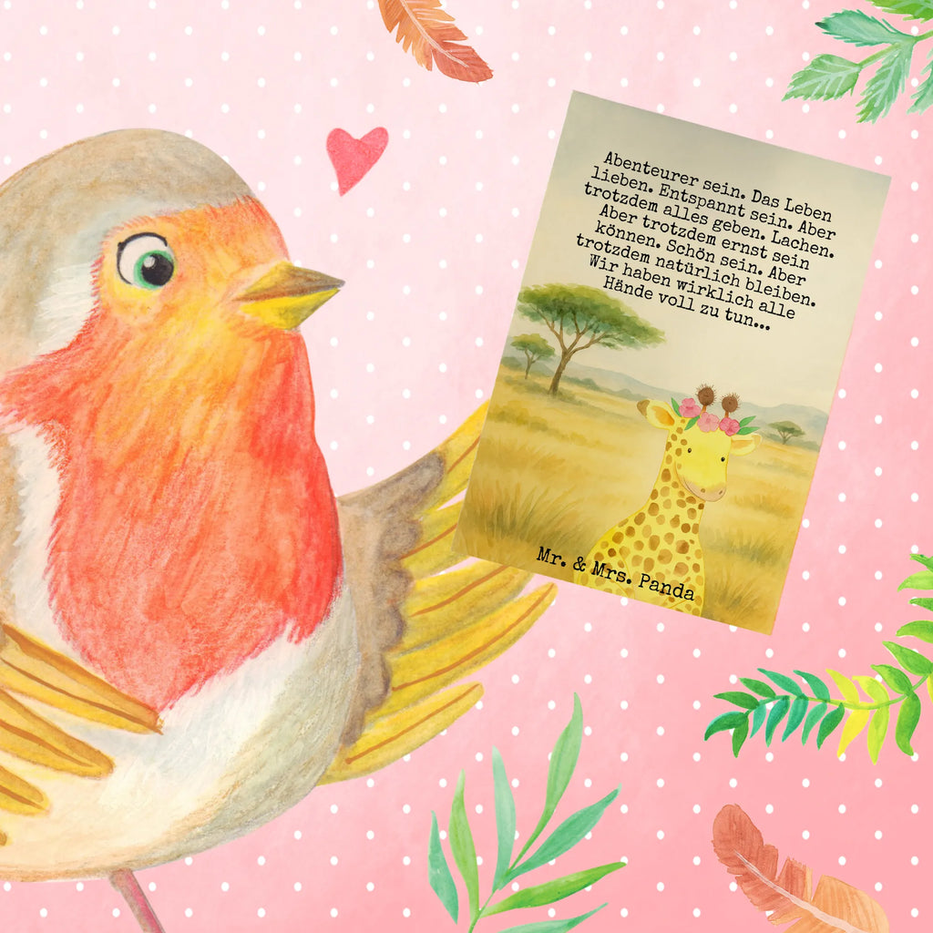 Greetings card giraffe flower wreath Design Grußkarte, Klappkarte, Einladungskarte, Glückwunschkarte, Hochzeitskarte, Geburtstagskarte, Karte, Ansichtskarten, Afrika, Wildtiere, Giraffe, Blumenkranz, Abenteurer, Selbstliebe, Freundin