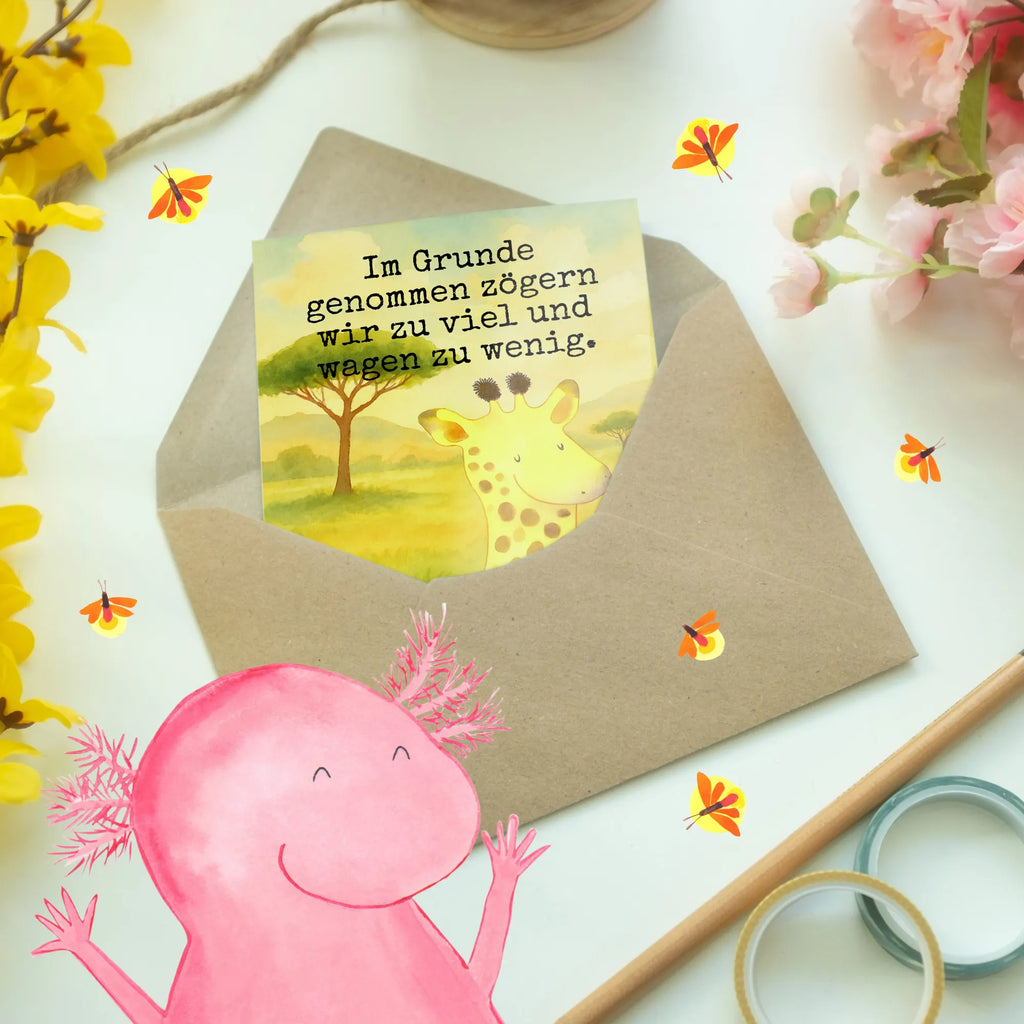 Greetings card giraffe Satisfied Design Grußkarte, Klappkarte, Einladungskarte, Glückwunschkarte, Hochzeitskarte, Geburtstagskarte, Karte, Ansichtskarten, Afrika, Wildtiere, Giraffe, Zufrieden, Glück, Abenteuer