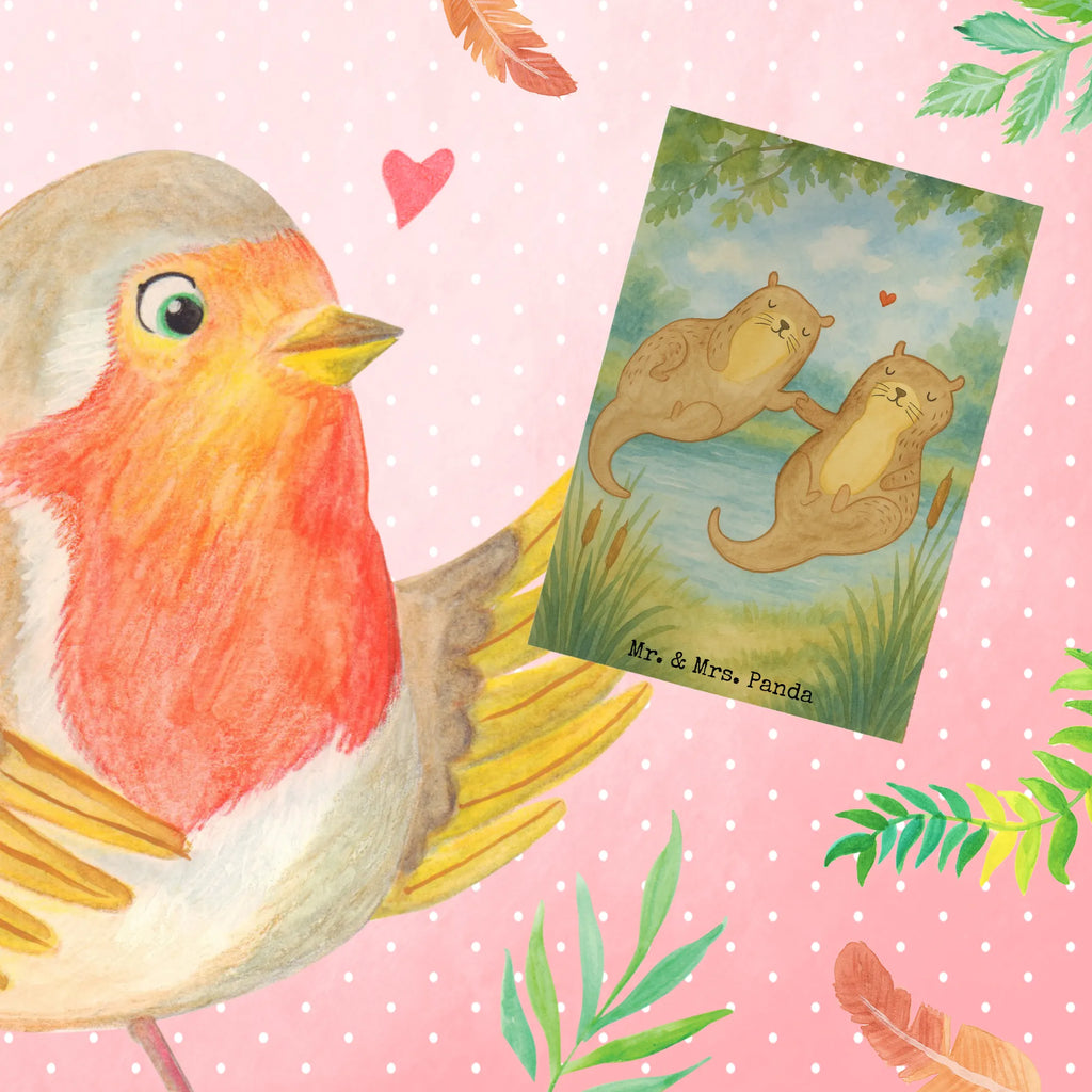 Greetings card otter holding hands Design Grußkarte, Klappkarte, Einladungskarte, Glückwunschkarte, Hochzeitskarte, Geburtstagskarte, Karte, Ansichtskarten, Otter, Fischotter, Seeotter, Otter Seeotter See Otter