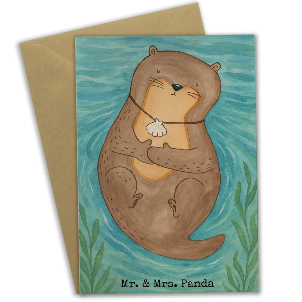 Greetings card otter shell Design Grußkarte, Klappkarte, Einladungskarte, Glückwunschkarte, Hochzeitskarte, Geburtstagskarte, Karte, Ansichtskarten, Otter, Fischotter, Seeotter, Otterliebe, grübeln, träumen, Motivation, Tagträumen, Büro