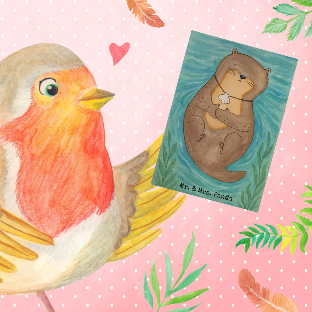 Greetings card otter shell Design Grußkarte, Klappkarte, Einladungskarte, Glückwunschkarte, Hochzeitskarte, Geburtstagskarte, Karte, Ansichtskarten, Otter, Fischotter, Seeotter, Otterliebe, grübeln, träumen, Motivation, Tagträumen, Büro