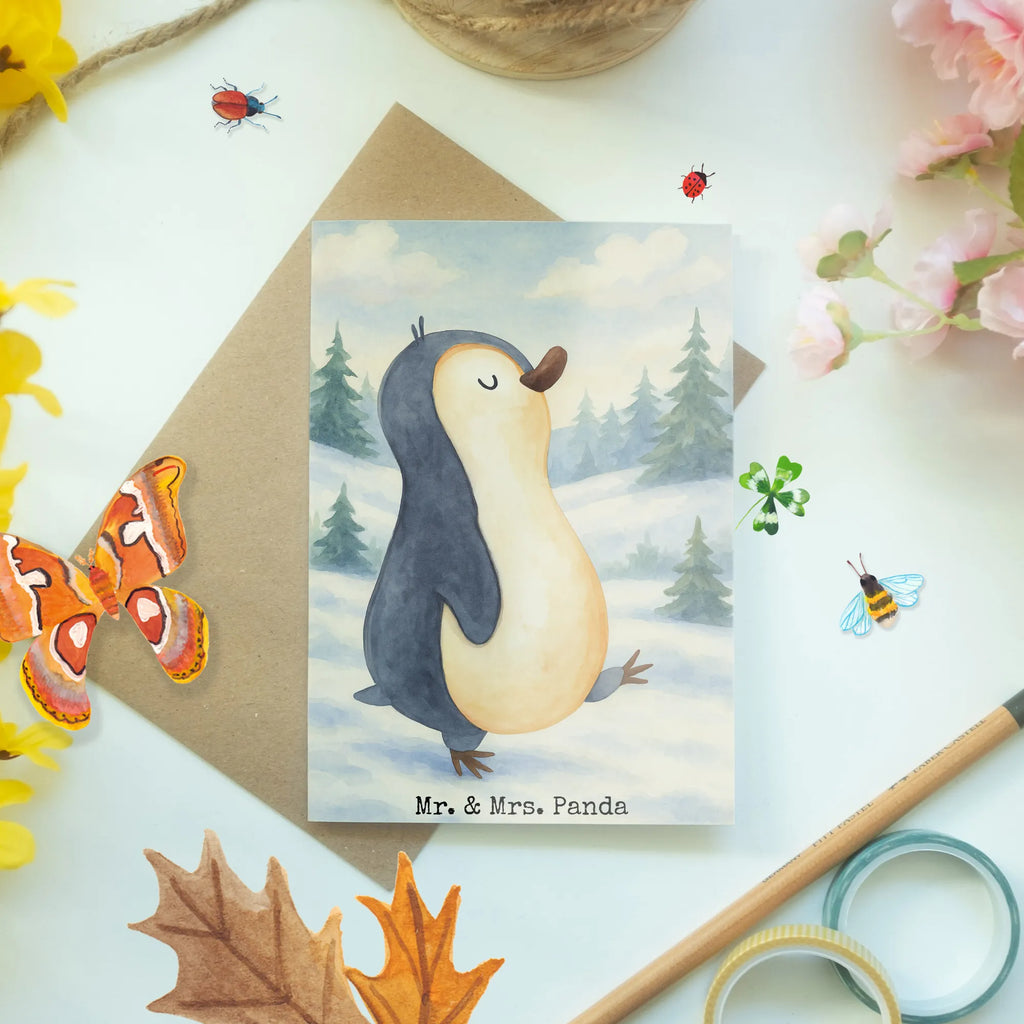 Grußkarte Pinguin marschieren Design Hochzeitskarte, Ansichtskarten, Klappkarte, Karte, Glückwunschkarte, Grußkarte, Geburtstagskarte, Einladungskarte, Pinguin, Familie, Langschläfer, Schwester, Frühaufsteher, Bruder, Pinguine