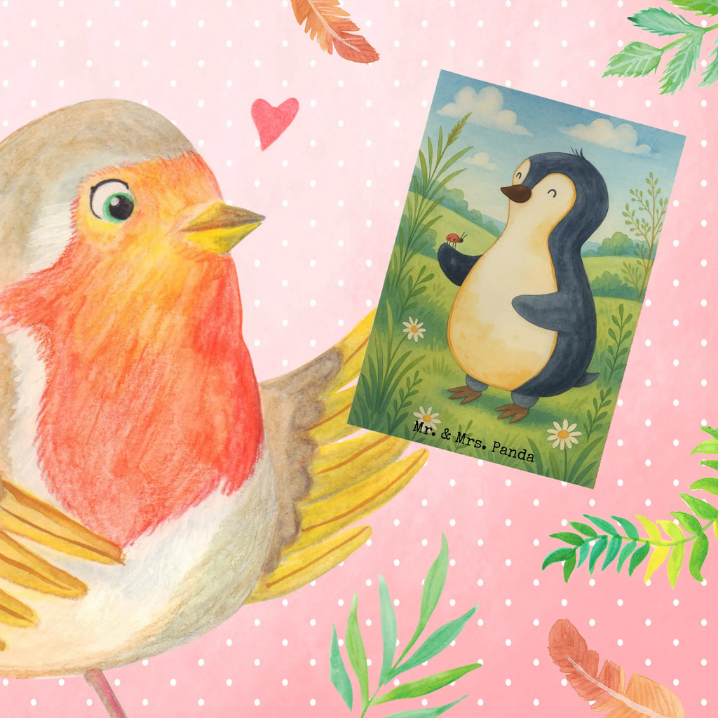 Greetings card Penguin ladybug Design Ansichtskarten, Klappkarte, Geburtstagskarte, Hochzeitskarte, Glückwunschkarte, Grußkarte, Einladungskarte, Karte, Pinguin, Lebensfreude, Pinguine, Glück, Wunder, Liebe, Marienkäfer, Freude