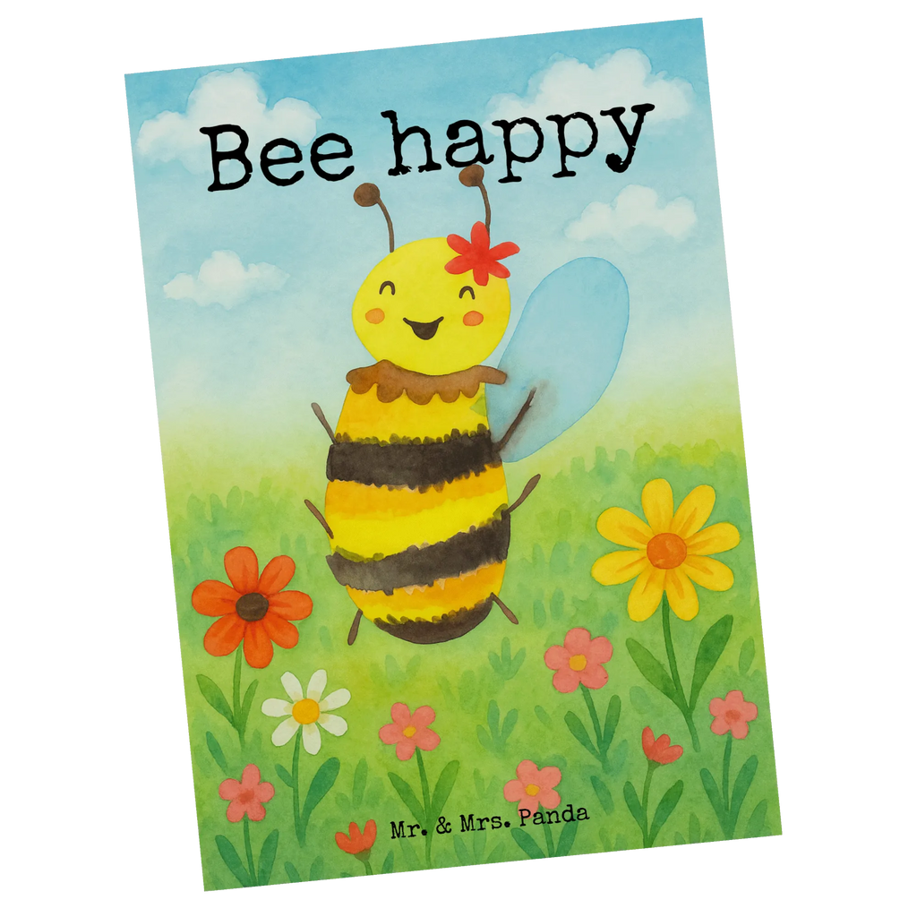 Postkarte Biene Happy Design Postkarte, Karte, Geschenkkarte, Grußkarte, Einladung, Ansichtskarte, Geburtstagskarte, Einladungskarte, Dankeskarte, Ansichtskarten, Einladung Geburtstag, Einladungskarten Geburtstag, Biene, Wespe, Hummel