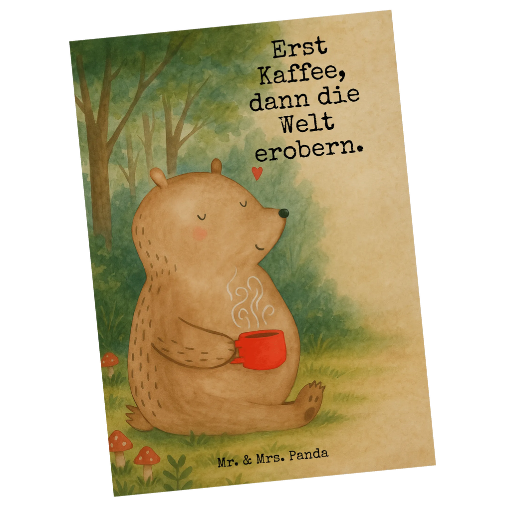 Postkarte Bär Kaffee Design Postkarte, Karte, Geschenkkarte, Grußkarte, Einladung, Ansichtskarte, Geburtstagskarte, Einladungskarte, Dankeskarte, Ansichtskarten, Einladung Geburtstag, Einladungskarten Geburtstag, Bär, Teddy, Teddybär, Kaffee, Coffee, Bären, guten Morgen, Morgenroutine, Welt erobern, Welt retten, Motivation