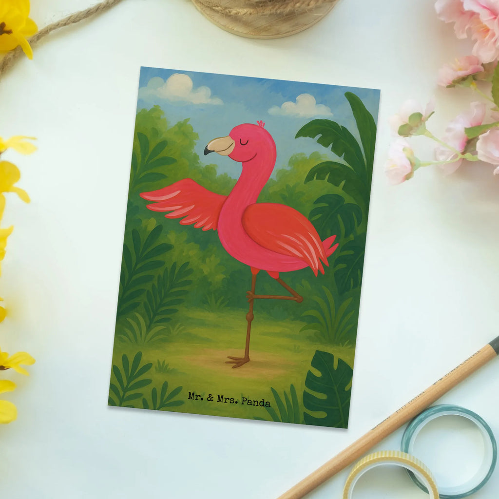 Postcard flamingo yoga Design Postkarte, Karte, Geschenkkarte, Grußkarte, Einladung, Ansichtskarte, Geburtstagskarte, Einladungskarte, Dankeskarte, Ansichtskarten, Einladung Geburtstag, Einladungskarten Geburtstag, Flamingo, Vogel, Yoga, Namaste, Achtsamkeit, Yoga-Übung, Entspannung, Ärger, Aufregen, Tiefenentspannung