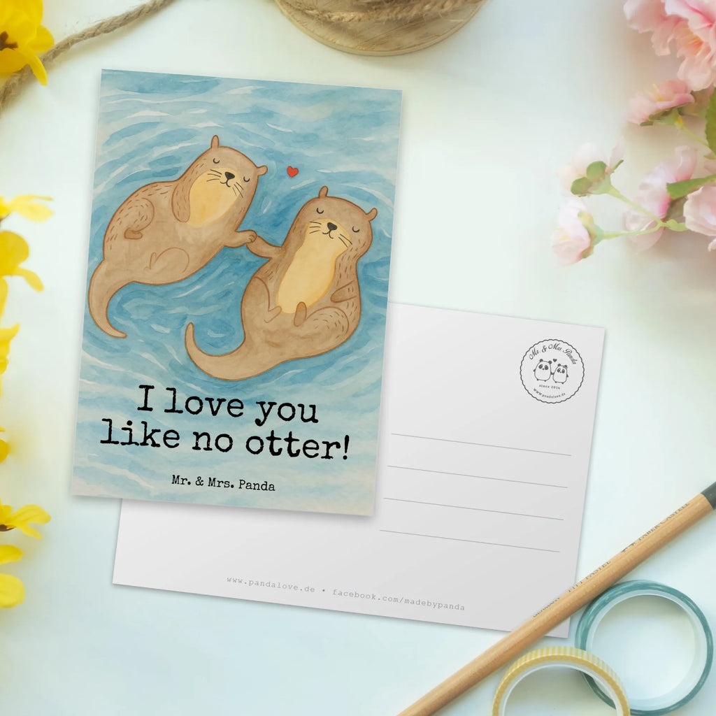Postcard otter holding hands Design Postkarte, Karte, Geschenkkarte, Grußkarte, Einladung, Ansichtskarte, Geburtstagskarte, Einladungskarte, Dankeskarte, Ansichtskarten, Einladung Geburtstag, Einladungskarten Geburtstag, Otter, Fischotter, Seeotter, Otter Seeotter See Otter