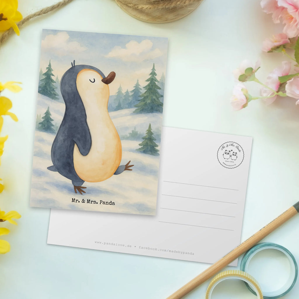 Postcard Penguin march Design North Pole, Penguins, late riser, early riser, penguins