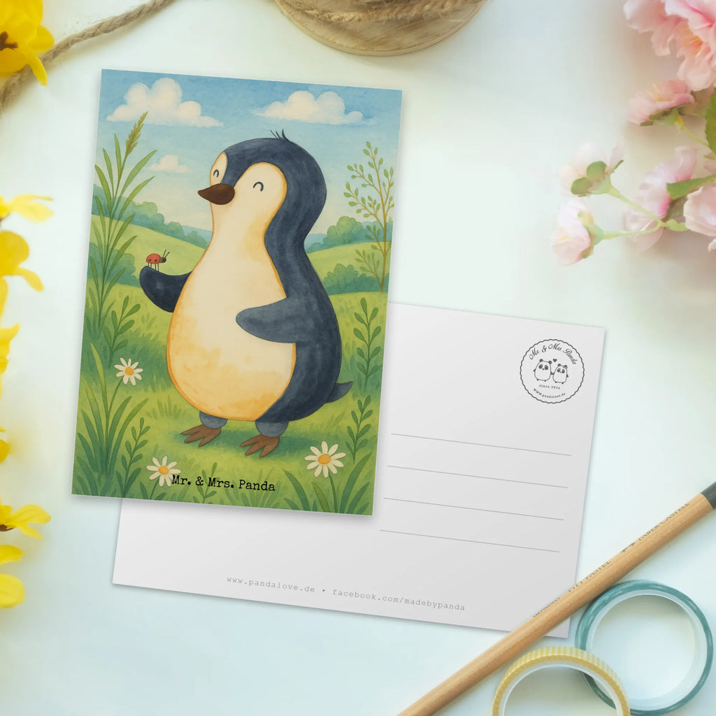 Postcard Penguin ladybug Design North Pole, Penguins, wonder, penguins, joy of life, joy, ladybird