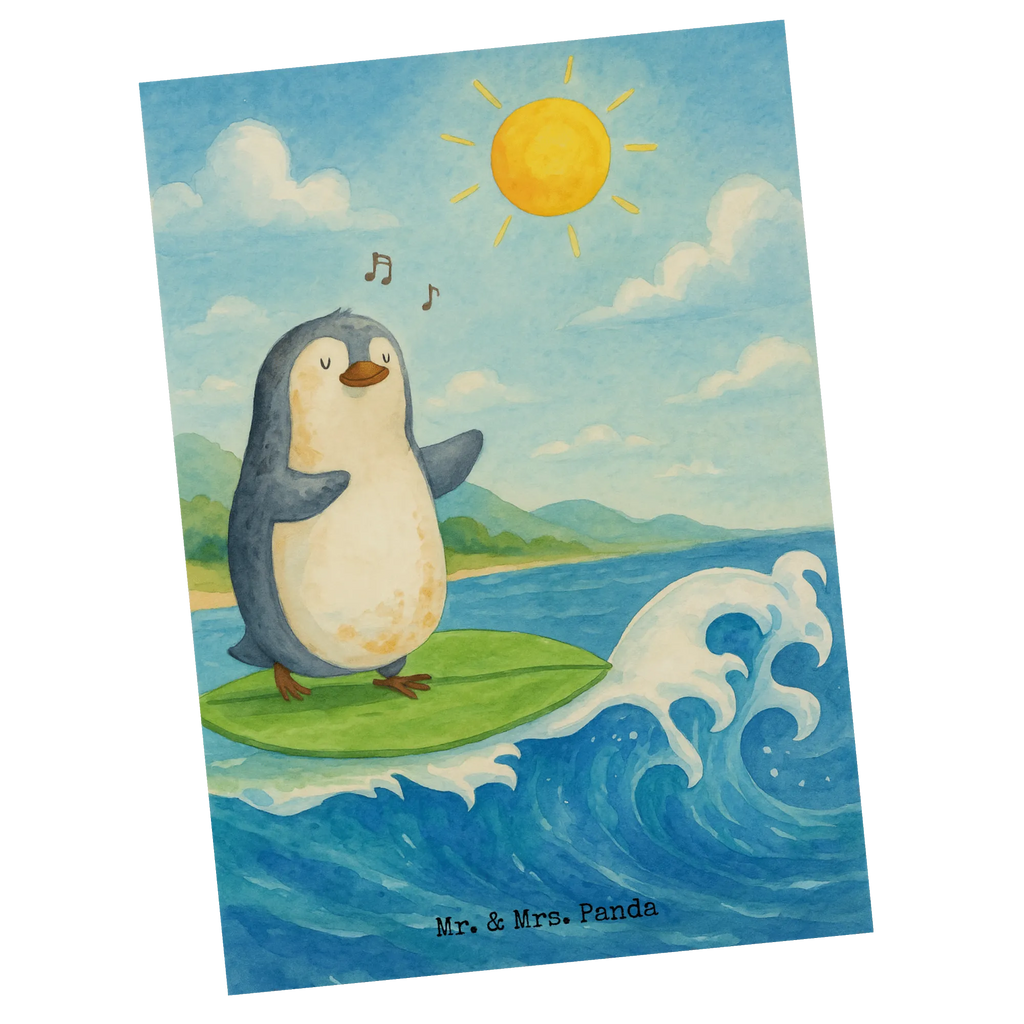 Postkarte Pinguin Surfer Design Designkarte, einzelkarte, Ansichtskarten, kunstkarte, Postkarten, Kunstkarten, Grußkarte, Fotokarte, bildkarte, spruchkarte, Postkarte, Motivkarte, Ansichtskarte, Pinguin, Surfen, Portugal, Pinguine, Wellen Reiten, Surfer, Hawaii, Urlaub, Wellen