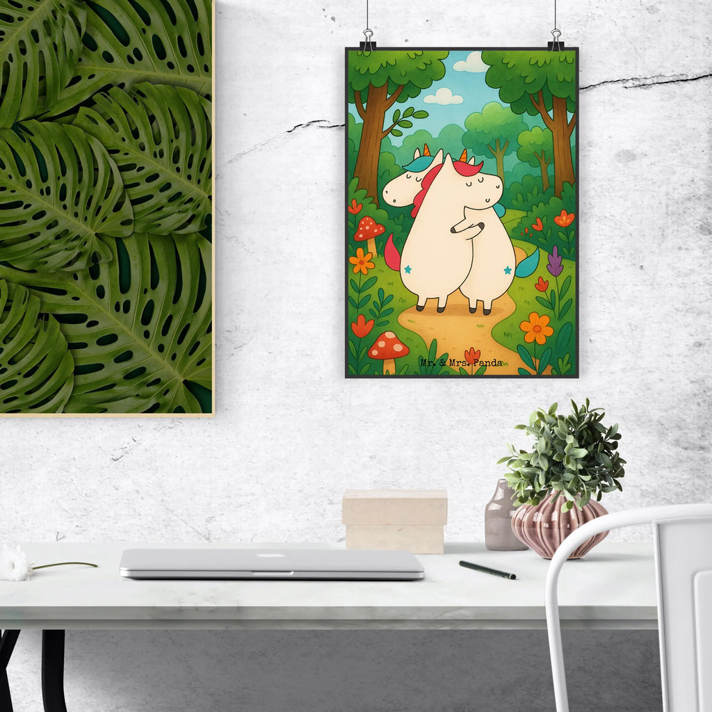 Poster unicorns Embrace Design Poster, Wandposter, Bild, Wanddeko, Küchenposter, Kinderposter, Wanddeko Bild, Raumdekoration, Wanddekoration, Handgemaltes Poster, Mr. & Mrs. Panda Poster, Designposter, Kunstdruck, Posterdruck, Einhorn, Einhörner, Einhorn Deko, Unicorn, Freundinnen, Freundin, BFF, Schwester, Schwestern, Familie, Geschwister, Sister, Liebe