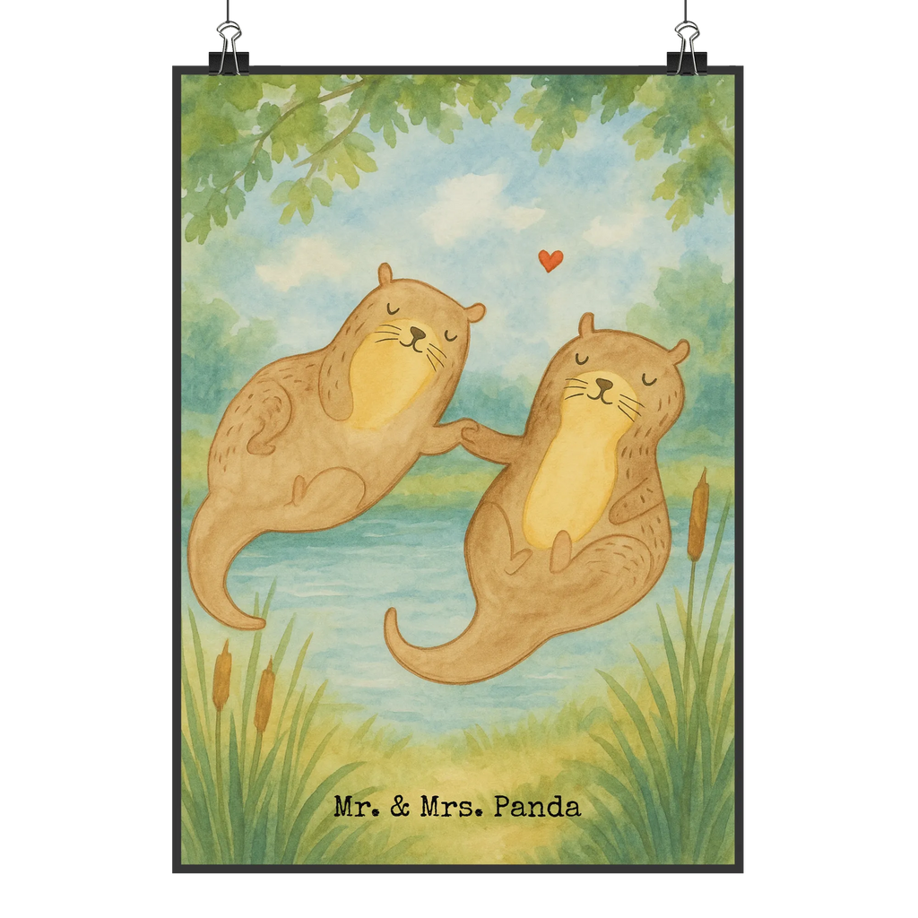 Poster wydra trzymać się za ręce Design Poster, Wandposter, Bild, Wanddeko, Küchenposter, Kinderposter, Wanddeko Bild, Raumdekoration, Wanddekoration, Handgemaltes Poster, Mr. & Mrs. Panda Poster, Designposter, Kunstdruck, Posterdruck, Otter, Fischotter, Seeotter, Otter Seeotter See Otter
