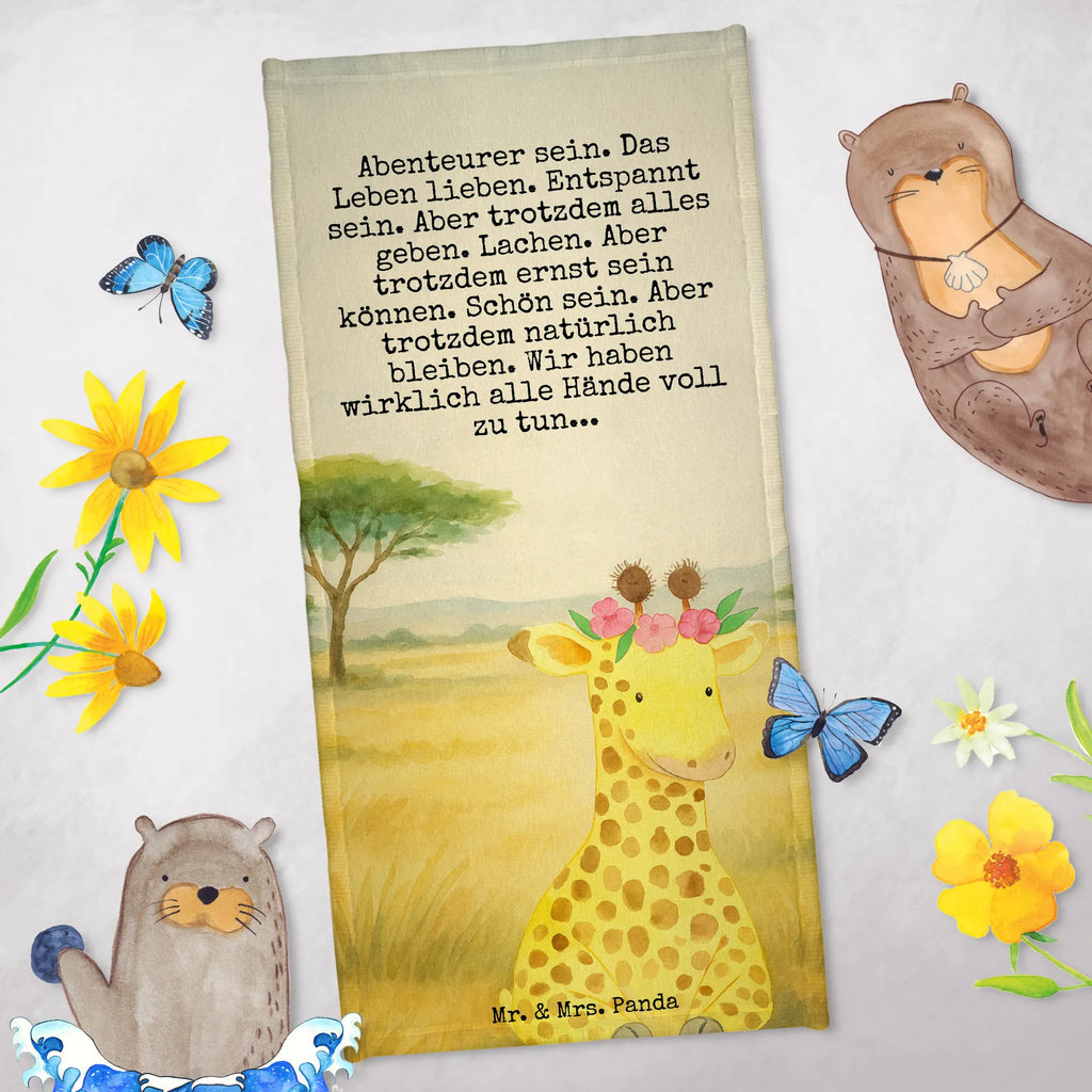Hand towel giraffe flower wreath Design Duschtuch, Badetuch, Strandtuch, Saunatuch, Kinder Handtuch, Afrika, Wildtiere, Giraffe, Blumenkranz, Abenteurer, Selbstliebe, Freundin