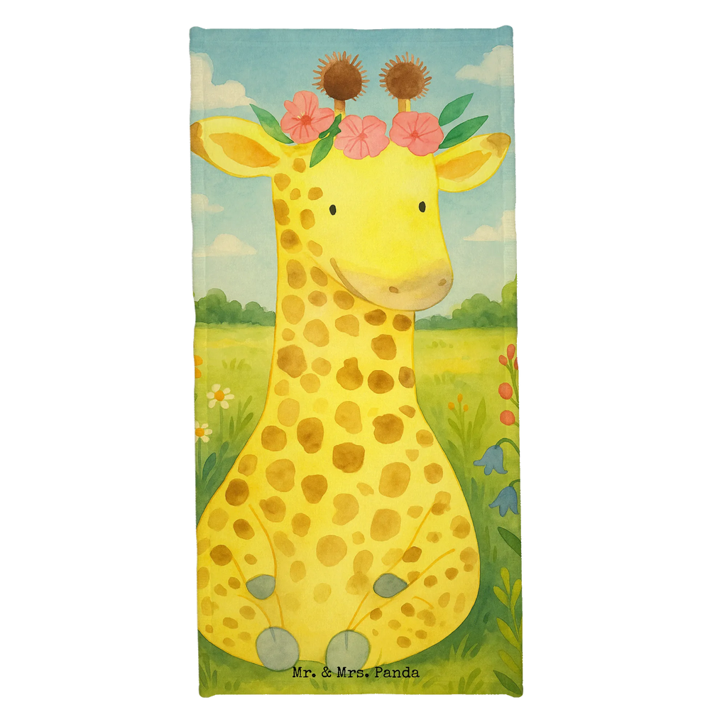 Hand towel giraffe flower wreath Design Duschtuch, Badetuch, Strandtuch, Saunatuch, Kinder Handtuch, Afrika, Wildtiere, Giraffe, Blumenkranz, Abenteurer, Selbstliebe, Freundin