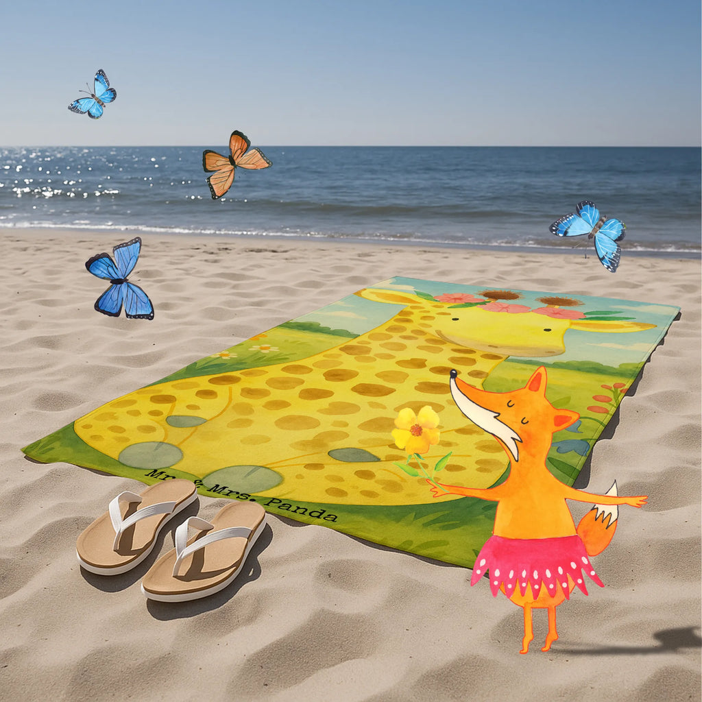 Hand towel giraffe flower wreath Design Duschtuch, Badetuch, Strandtuch, Saunatuch, Kinder Handtuch, Afrika, Wildtiere, Giraffe, Blumenkranz, Abenteurer, Selbstliebe, Freundin