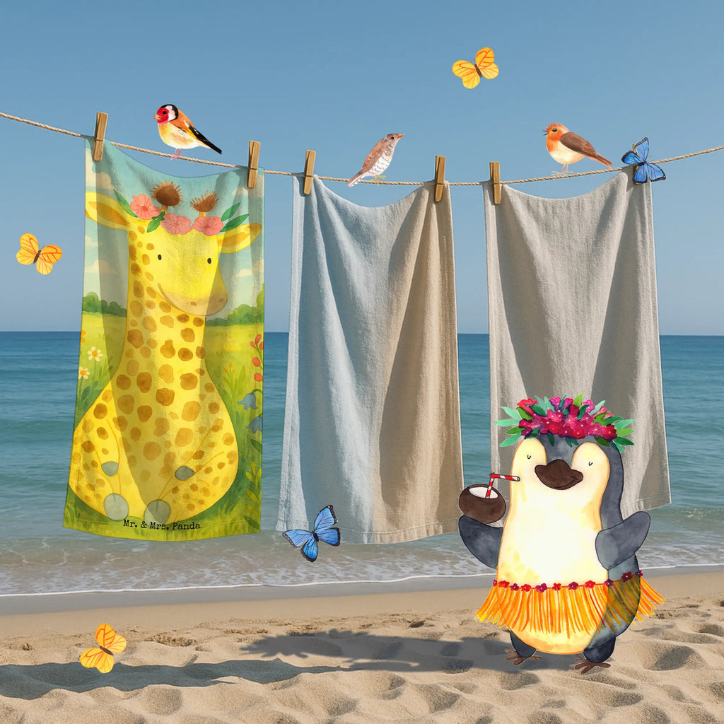 Hand towel giraffe flower wreath Design Duschtuch, Badetuch, Strandtuch, Saunatuch, Kinder Handtuch, Afrika, Wildtiere, Giraffe, Blumenkranz, Abenteurer, Selbstliebe, Freundin