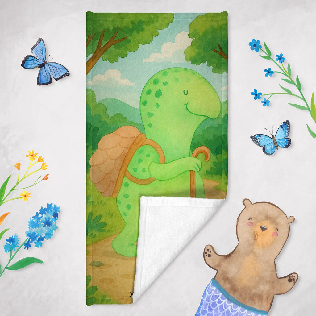 Hand towel tortoise walker Design Duschtuch, Badetuch, Strandtuch, Saunatuch, Kinder Handtuch, Schildkröte, Schildkröten, Motivation, Motivationsspruch, Motivationssprüche, Neuanfang