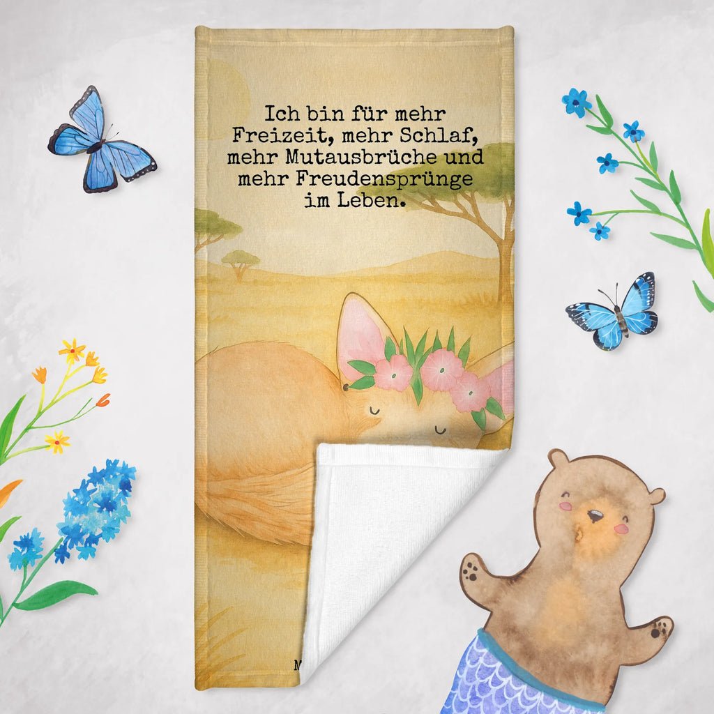 70 x 140 ręcznik lis pustynny kwiaty Design Duschtuch, Badetuch, Strandtuch, Saunatuch, Kinder Handtuch, Afrika, Wildtiere, Wüste, Wüstenfuchs, Blumen, Blumenkranz, Glücklich