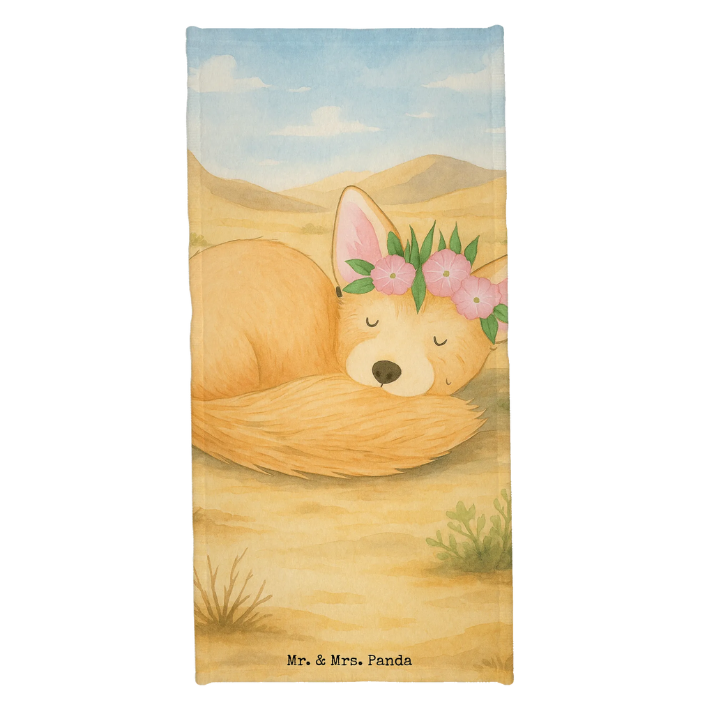 70 x 140 ręcznik lis pustynny kwiaty Design Duschtuch, Badetuch, Strandtuch, Saunatuch, Kinder Handtuch, Afrika, Wildtiere, Wüste, Wüstenfuchs, Blumen, Blumenkranz, Glücklich