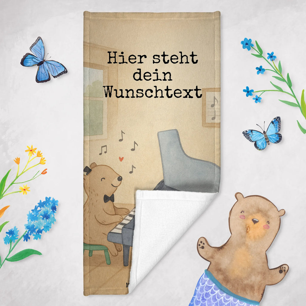 Personalisiertes Badehandtuch Bär Klavier Design Personalisiertes Handtuch, Badetuch mit Namen, Kinder Handtuch mit Namen, Duschtuch mit Namen, Strandtuch mit Namen, Personalisiertes Badetuch, Saunatuch mit Namen, Instrumente, Geschenke Musiker, Musikliebhaber, Konzert, Klassik, Bär, Klavier, Pianist, Flügel