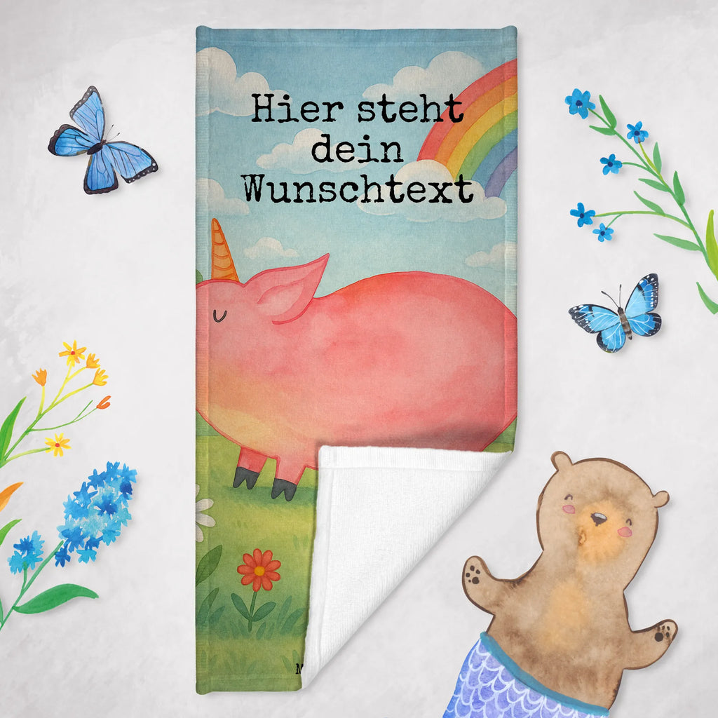 Spersonalizowany ręcznik kąpielowy jednorożec świnia Design Duschtuch mit Namen, Saunatuch mit Namen, Personalisiertes Badetuch, Personalisiertes Handtuch, Strandtuch mit Namen, Badetuch mit Namen, Kinder Handtuch mit Namen, Einhorn, Einhörner, Einhorn Deko, Unicorn, Schwein, Piggy, Spaß, english, funny, Pig, Spruch, witzig. lustig, Bauer, englisch, Party, Schweinhorn, geschenk