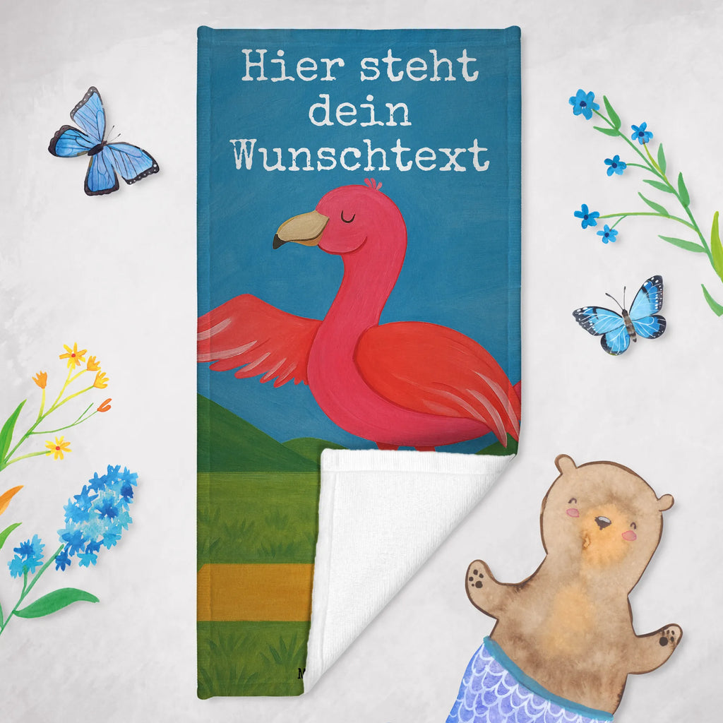 Personalized Bath Towel flamingo yoga Design Kinder Handtuch mit Namen, Badetuch mit Namen, Personalisiertes Badetuch, Duschtuch mit Namen, Saunatuch mit Namen, Personalisiertes Handtuch, Strandtuch mit Namen, Flamingo, Aufregen, Achtsamkeit, Tiefenentspannung, Yoga, Yoga-Übung, Vogel, Entspannung, Ärger, Namaste