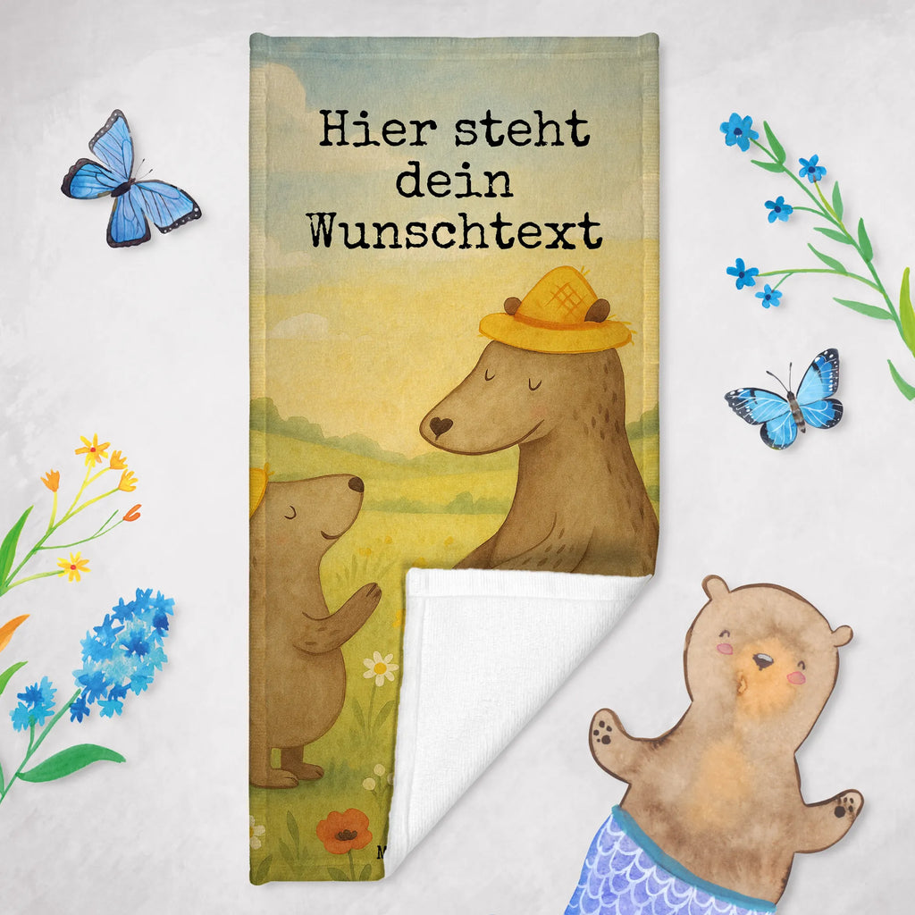 Personalisiertes Badehandtuch Bären mit Hut Design Duschtuch mit Namen, Badetuch mit Namen, Kinder Handtuch mit Namen, Personalisiertes Badetuch, Strandtuch mit Namen, Personalisiertes Handtuch, Saunatuch mit Namen, Familie, Vatertag, Muttertag, Bruder, Schwester, Mama, Papa, Oma, Opa, Paps, Söhne, Vorbild, Bär, Vater-Sohn, Papi, Daddy, Bären, Vater, Lieblingsmensch, Family, Kinder, Kind, Dad, Sohn