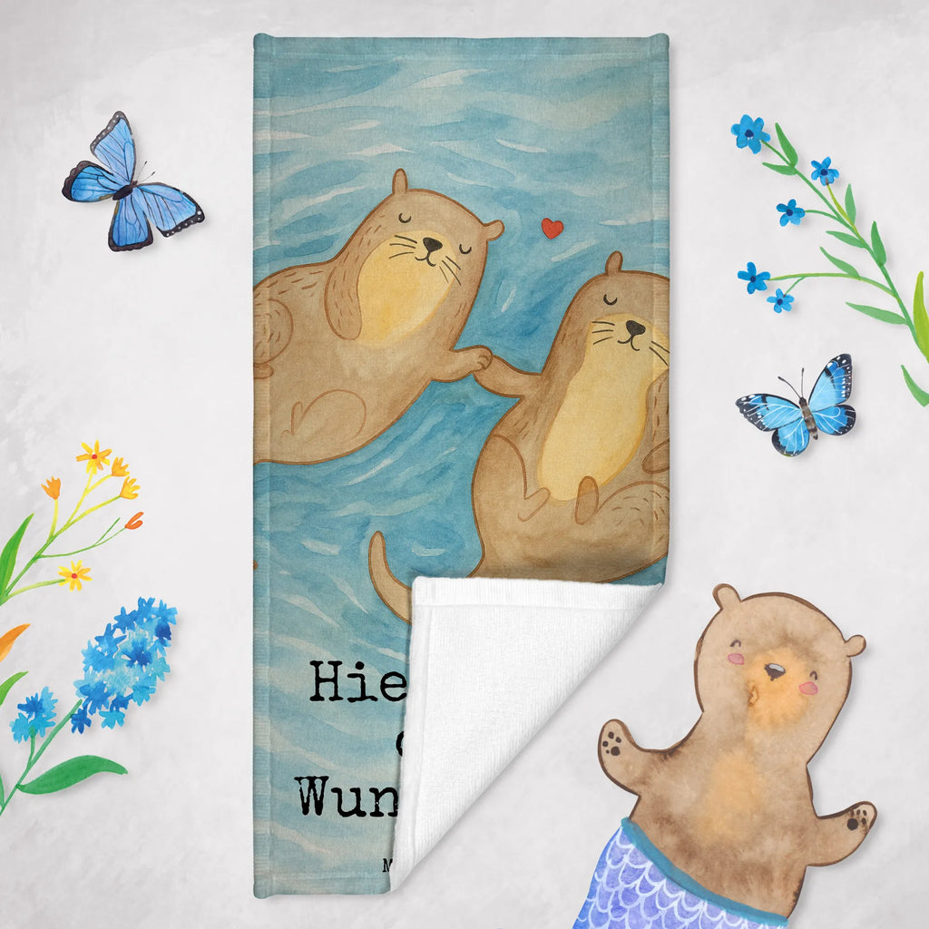 Personalized Bath Towel otter holding hands Design Saunatuch mit Namen, Personalisiertes Handtuch, Personalisiertes Badetuch, Duschtuch mit Namen, Kinder Handtuch mit Namen, Badetuch mit Namen, Strandtuch mit Namen, Otter, Fischotter, Seeotter, Otter Seeotter See Otter