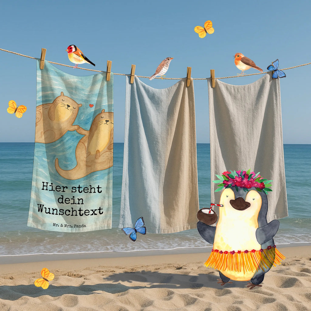 Personalized Bath Towel otter holding hands Design Saunatuch mit Namen, Personalisiertes Handtuch, Personalisiertes Badetuch, Duschtuch mit Namen, Kinder Handtuch mit Namen, Badetuch mit Namen, Strandtuch mit Namen, Otter, Fischotter, Seeotter, Otter Seeotter See Otter