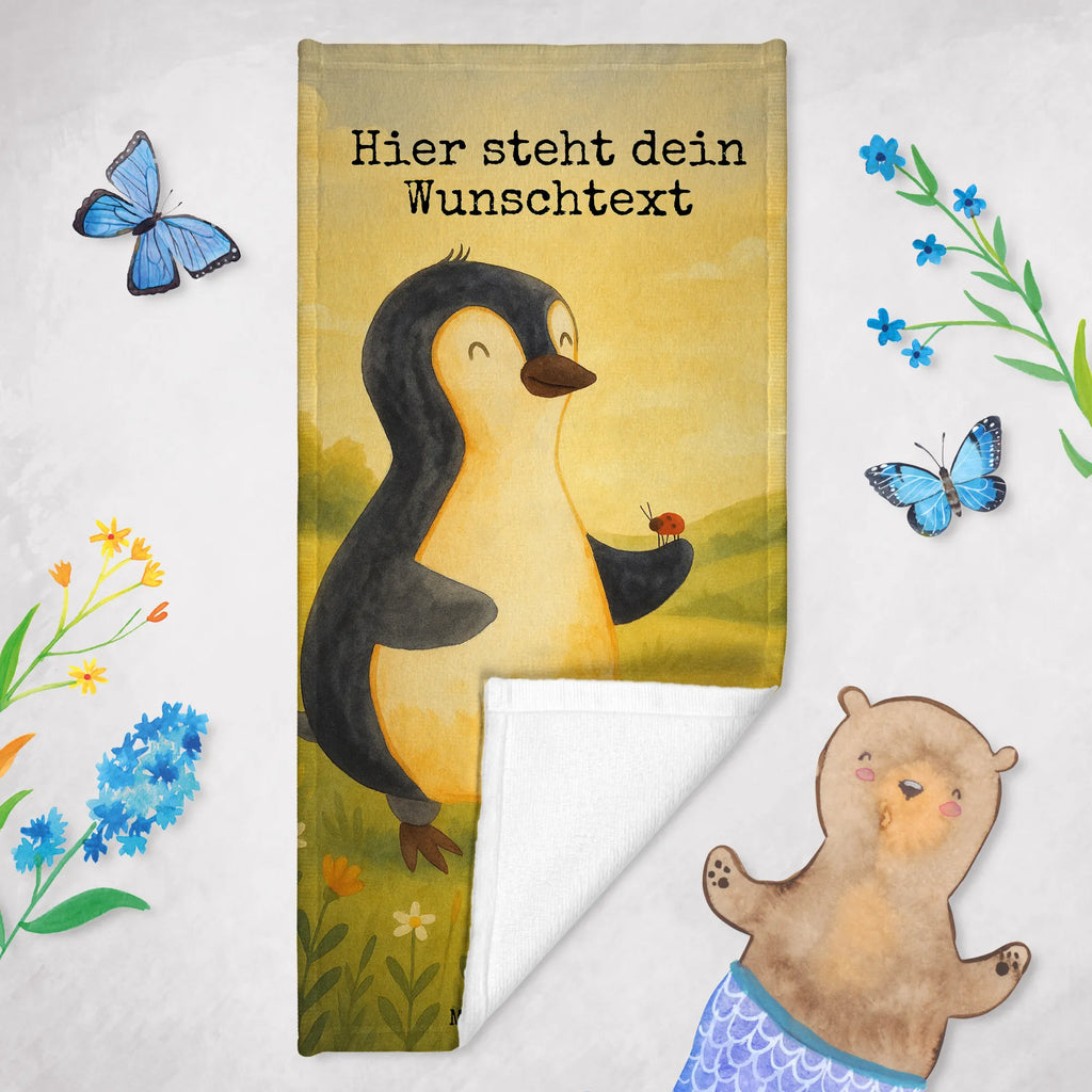 Personalized Bath Towel Penguin ladybug Design Kinder Handtuch mit Namen, Strandtuch mit Namen, Personalisiertes Badetuch, Badetuch mit Namen, Personalisiertes Handtuch, Duschtuch mit Namen, Saunatuch mit Namen, Pinguin, Liebe, Glück, Marienkäfer, Lebensfreude, Pinguine, Freude, Wunder