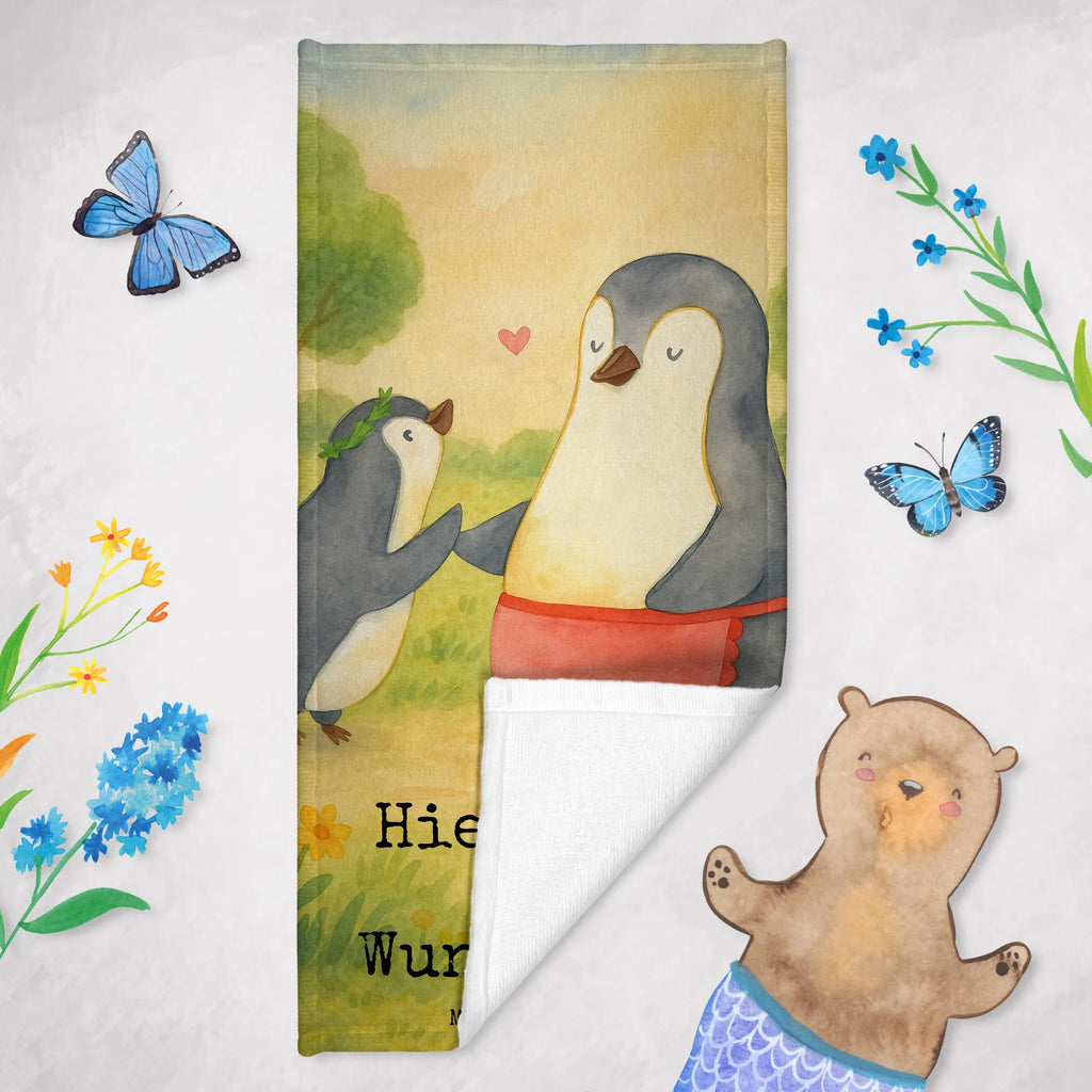 Personalisiertes Badehandtuch Pinguin mit Kind Design Personalisiertes Handtuch, Strandtuch mit Namen, Saunatuch mit Namen, Duschtuch mit Namen, Personalisiertes Badetuch, Badetuch mit Namen, Kinder Handtuch mit Namen, Familie, Vatertag, Muttertag, Bruder, Schwester, Mama, Papa, Oma, Opa, Mutter, Mami, Geschenk, Geburststag, Mutti