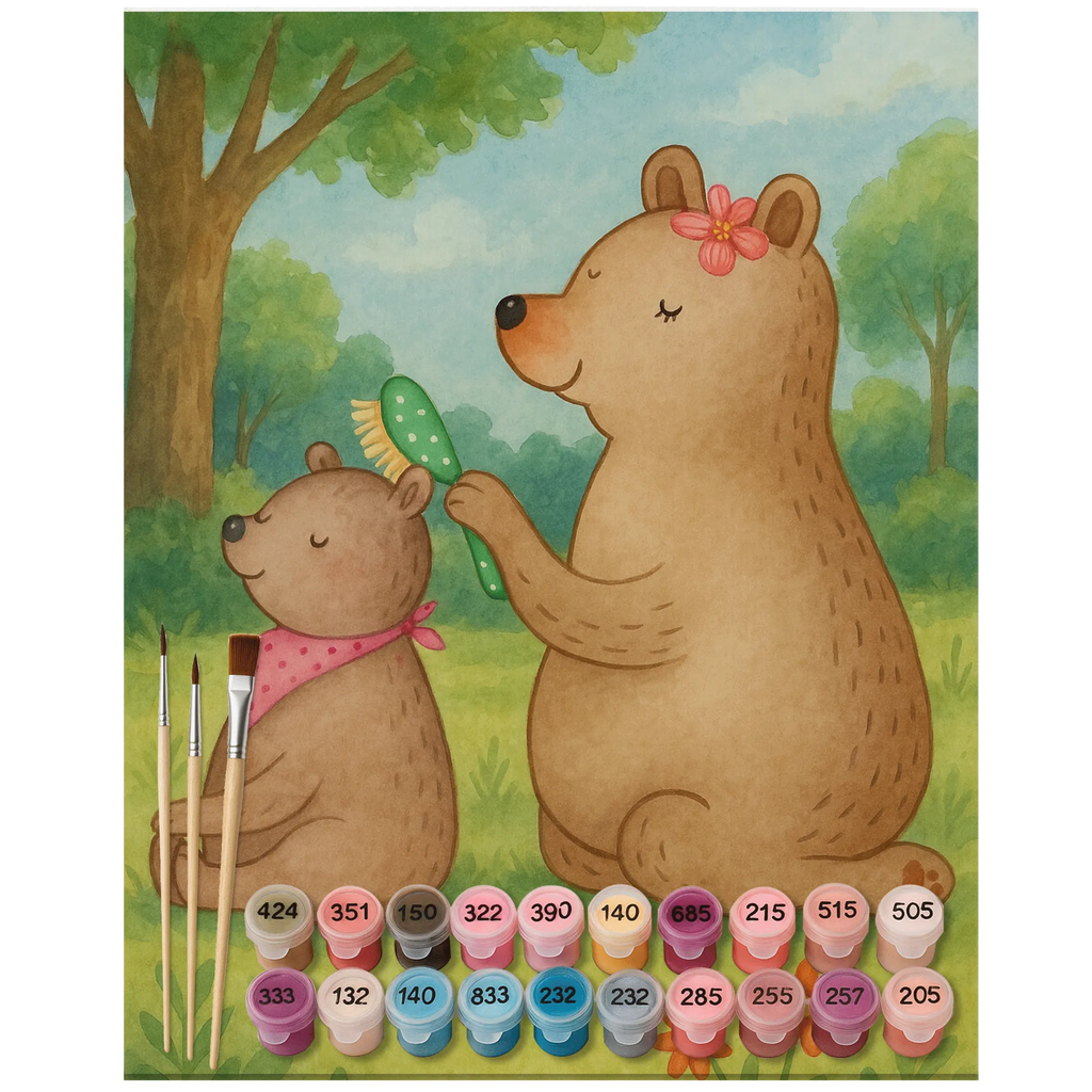 Malen nach Zahlen Bär Kind Design Künstler, Bastelidee, DIY, Malen, Ausmalbild, Malen nach Zahlen, Kunstwerk, Baseln, Kreativität, Familie, Vatertag, Muttertag, Bruder, Schwester, Mama, Papa, Oma, Opa, Mutter, Mutti, Geschenk