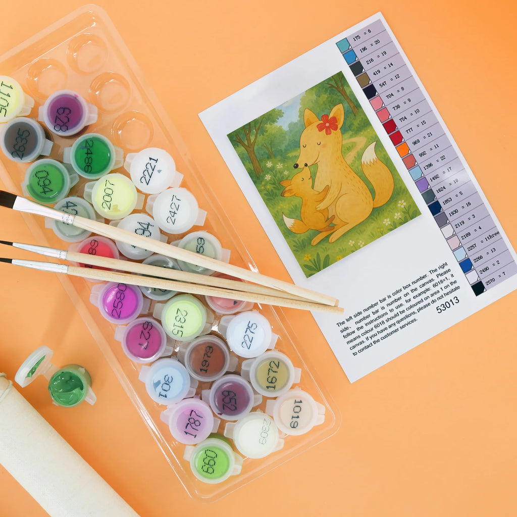 Paint by Numbers Fox mummy Design Family, Father's Day, Mother's Day, brother, sister, Mom, Dad, mom, present, mother, best daughter, daughter, favourite daughter