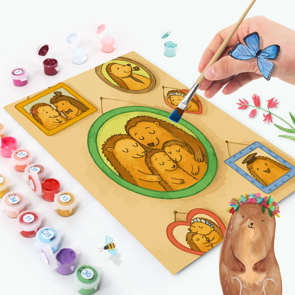 Malowanie według numerów Rodzina jeży Design Malen, Malen nach Zahlen, DIY, Künstler, Baseln, Kreativität, Kunstwerk, Bastelidee, Ausmalbild, Familie, Vatertag, Muttertag, Bruder, Schwester, Mama, Papa, Oma, Opa, Glück, Zusammenhalt, Bilder, Igel, Liebe