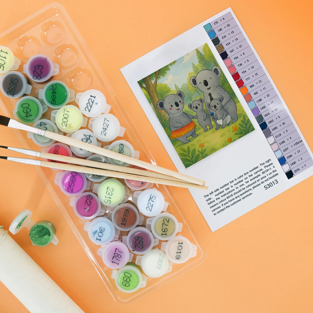 Paint by Numbers Koala Family Design Family, Father's Day, Mother's Day, brother, sister, Mom, Dad, family, children, koalas, mom, siblings, dad, Koala, family life