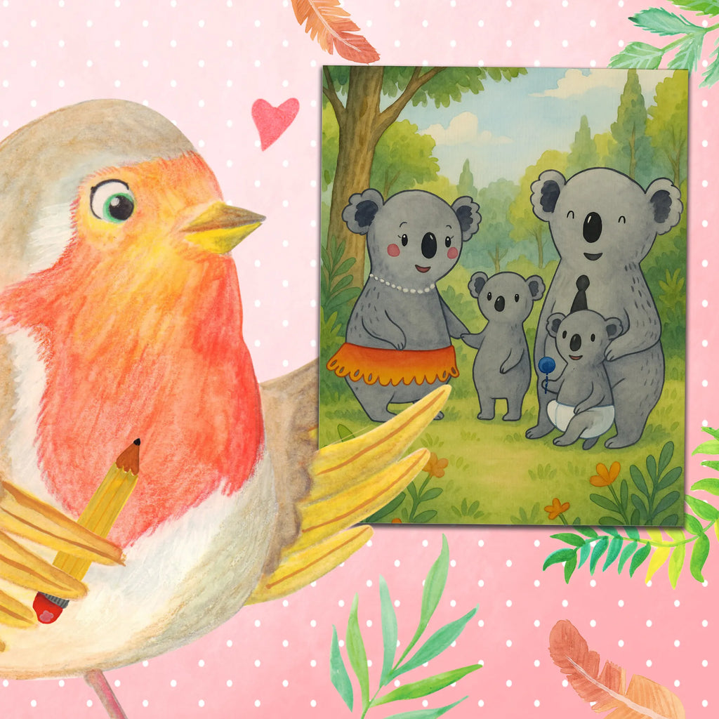 Paint by Numbers Koala Family Design Family, Father's Day, Mother's Day, brother, sister, Mom, Dad, family, children, koalas, mom, siblings, dad, Koala, family life