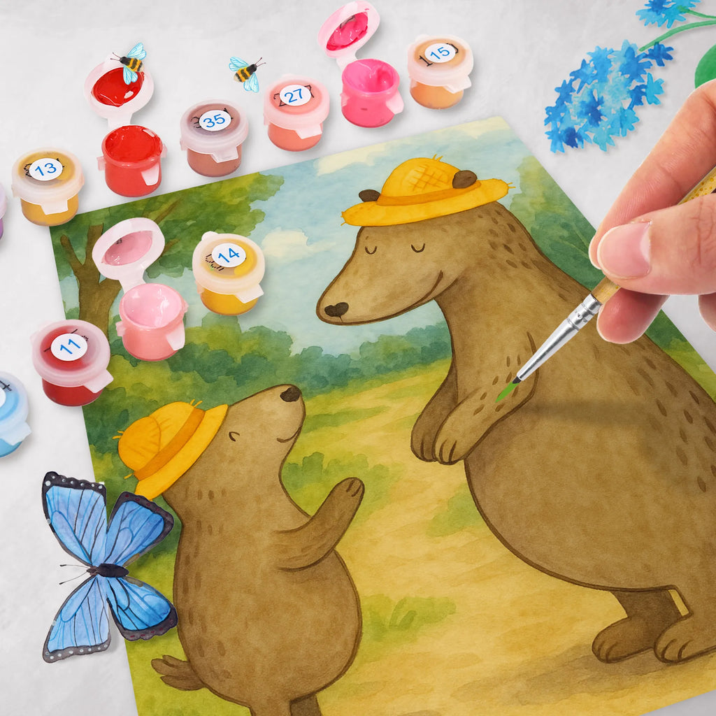 Malowanie według numerów Niedźwiedzie z kapeluszami Design Rodzina, Dzień Ojca, Dzień Matki, brat, siostra, mama, tata, babcia, dziadek