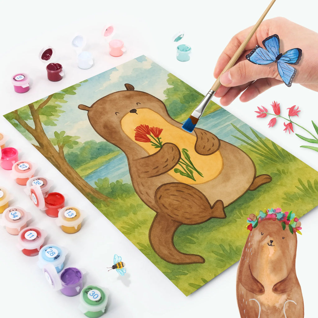 Paint by Numbers otter Bunch of flowers Design otter, marten, sea otter, European otter, water mammal, aquatic animal, baby otter, predator, water, otter gifts, animal lover, gift ideas for animal lovers, animal, mammal, water animal, gifts for people in love, Otter Sea Otter Lake Otter