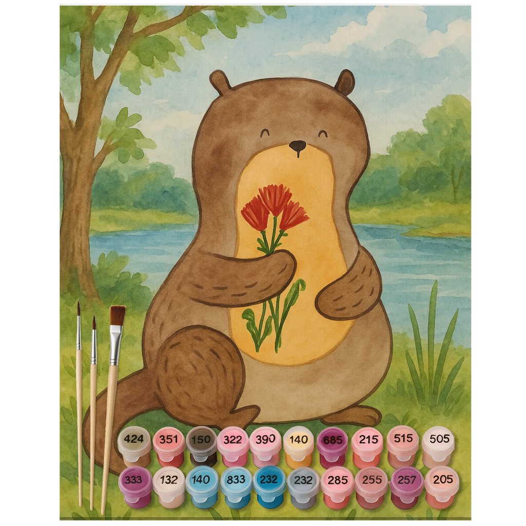 Paint by Numbers otter Bunch of flowers Design otter, marten, sea otter, European otter, water mammal, aquatic animal, baby otter, predator, water, otter gifts, animal lover, gift ideas for animal lovers, animal, mammal, water animal, gifts for people in love, Otter Sea Otter Lake Otter