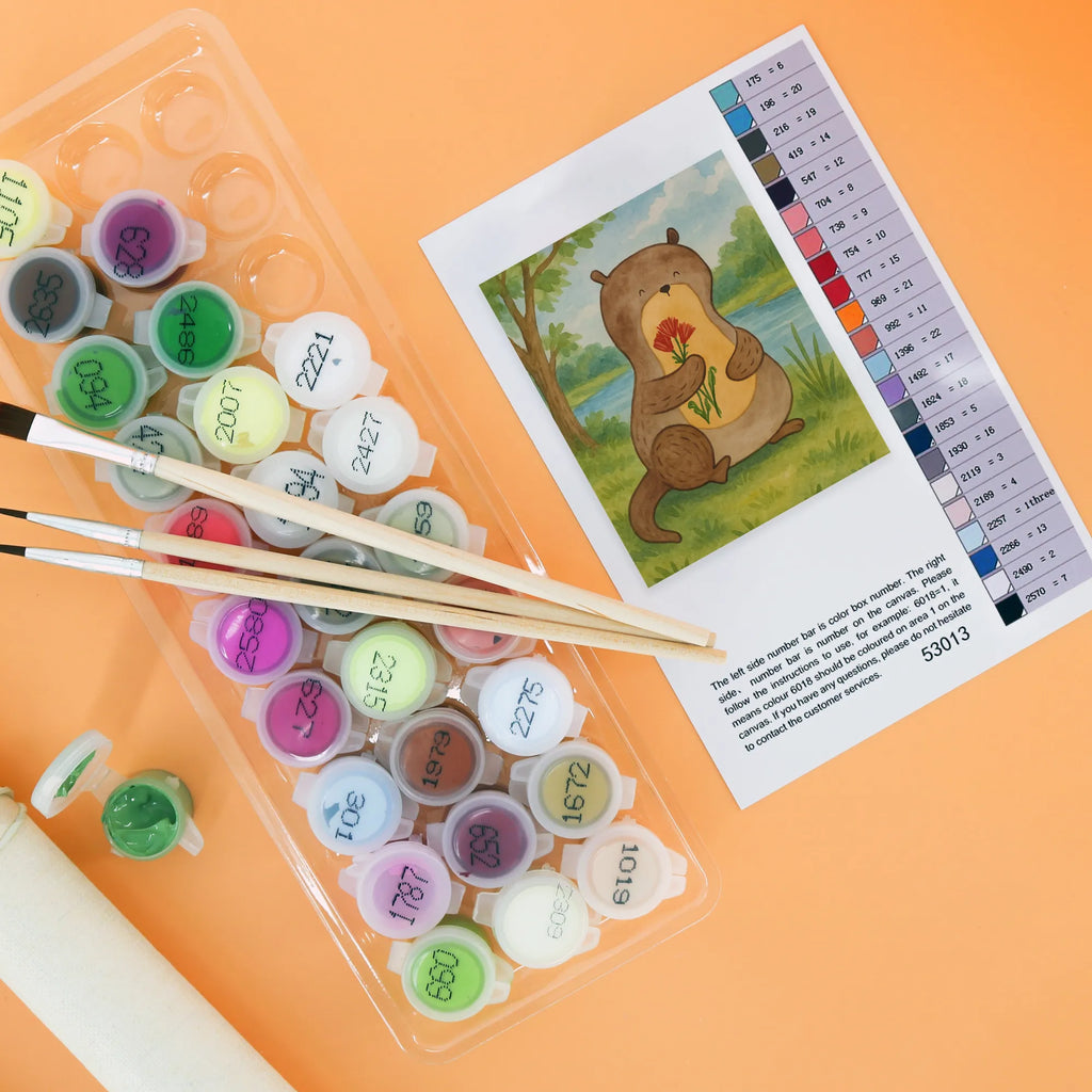 Paint by Numbers otter Bunch of flowers Design otter, marten, sea otter, European otter, water mammal, aquatic animal, baby otter, predator, water, otter gifts, animal lover, gift ideas for animal lovers, animal, mammal, water animal, gifts for people in love, Otter Sea Otter Lake Otter