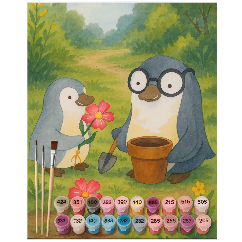 Malen nach Zahlen Pinguin Opa Blumen pflanzen Design Kunstwerk, Malen, DIY, Künstler, Malen nach Zahlen, Bastelidee, Baseln, Ausmalbild, Kreativität, Familie, Vatertag, Muttertag, Bruder, Schwester, Mama, Papa, Oma, Opa, Lieblingsopa, Opi, bester Opa, Großvater