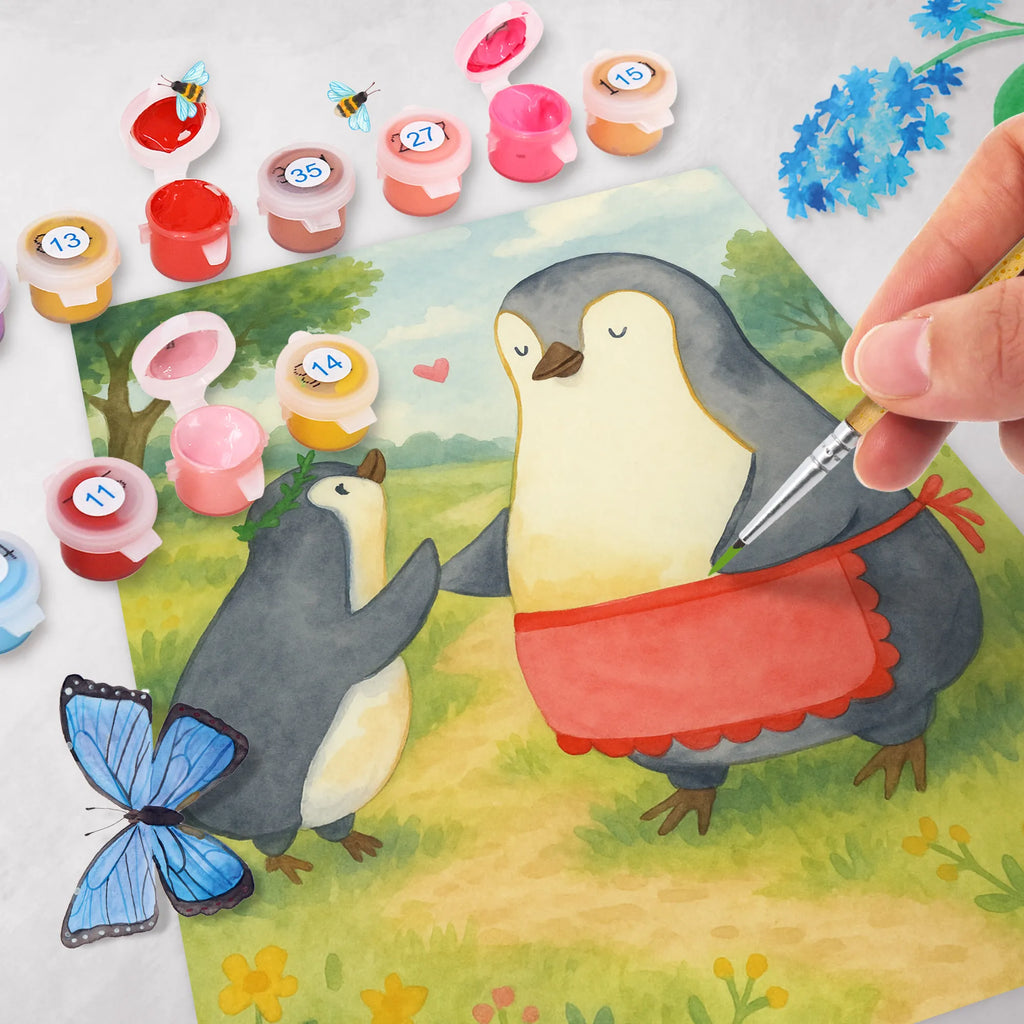 Malen nach Zahlen Pinguin mit Kind Design Kreativität, Malen nach Zahlen, Bastelidee, Ausmalbild, Malen, Kunstwerk, DIY, Baseln, Künstler, Familie, Vatertag, Muttertag, Bruder, Schwester, Mama, Papa, Oma, Opa, Mutti, Geschenk, Geburststag, Mami, Mutter