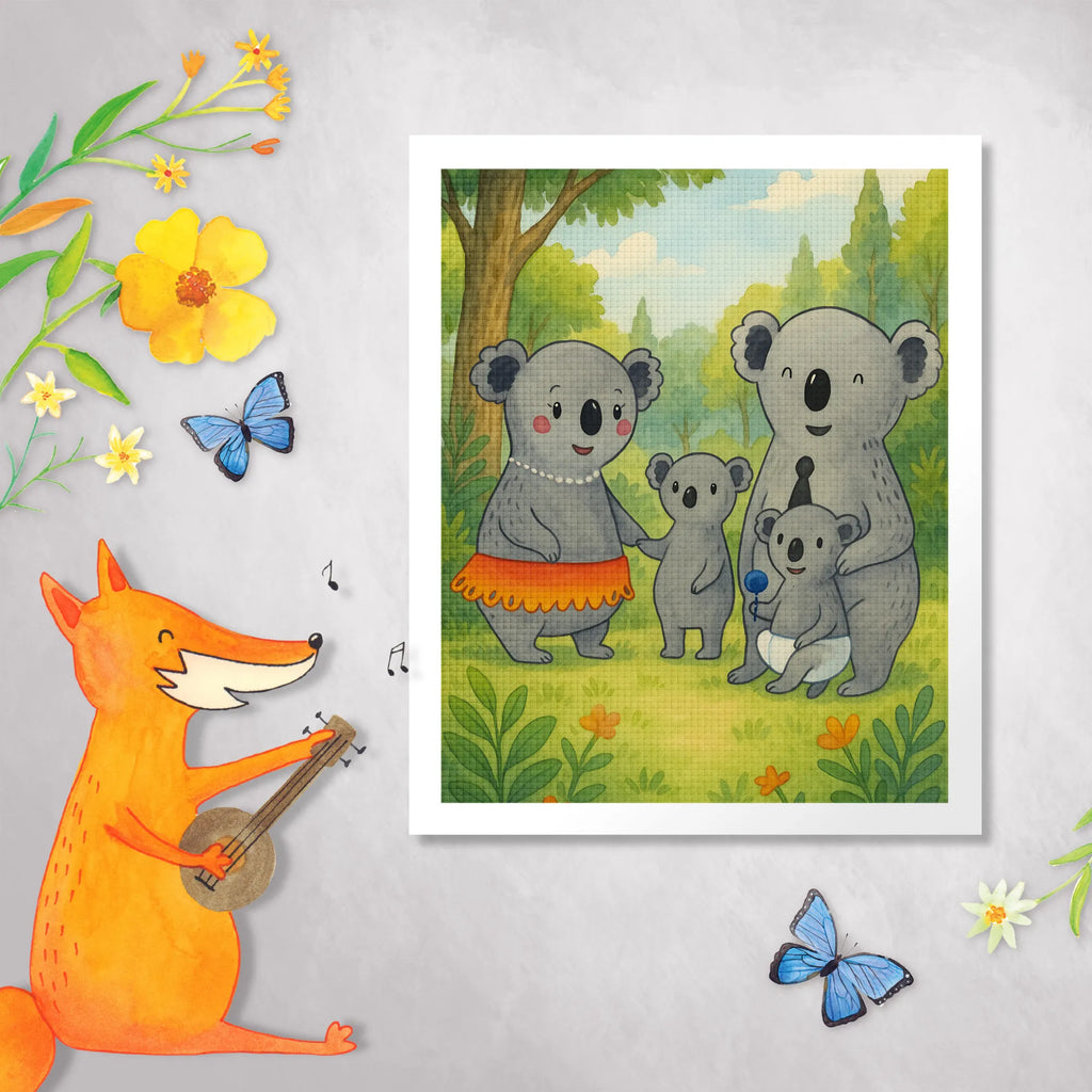 Obraz diamentowy Rodzina koali Design Rodzina, Dzień Ojca, Dzień Matki, brat, siostra, mama, tata, babcia, dziadek