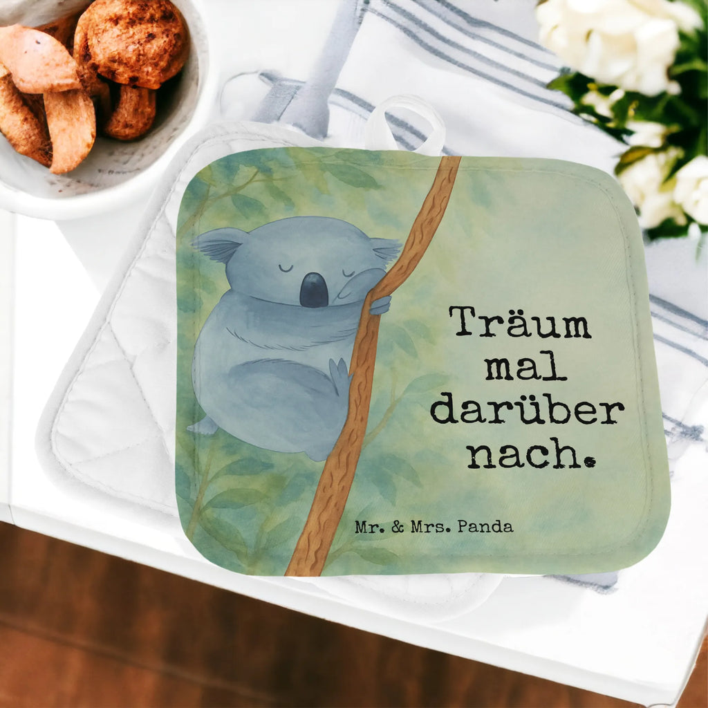 2-elementowy zestaw podkładek pod garnki Koala Design Ofenhandschuhe, Schöne Topflappen, Topfhandschuhe, Topflappen 2er Set, Topflappen, Topflappen Set, Topflappen lustig, Topfuntersetzer, Topfhandschuh, Ofenhandschuh, Topflappenset, Topflappen mit Spruch, Tiermotive, Gute Laune, lustige Sprüche, Tiere, Bär, Schlafzimmer, schlafen, Koala, träumen, Koalabär, Traum, Traumland