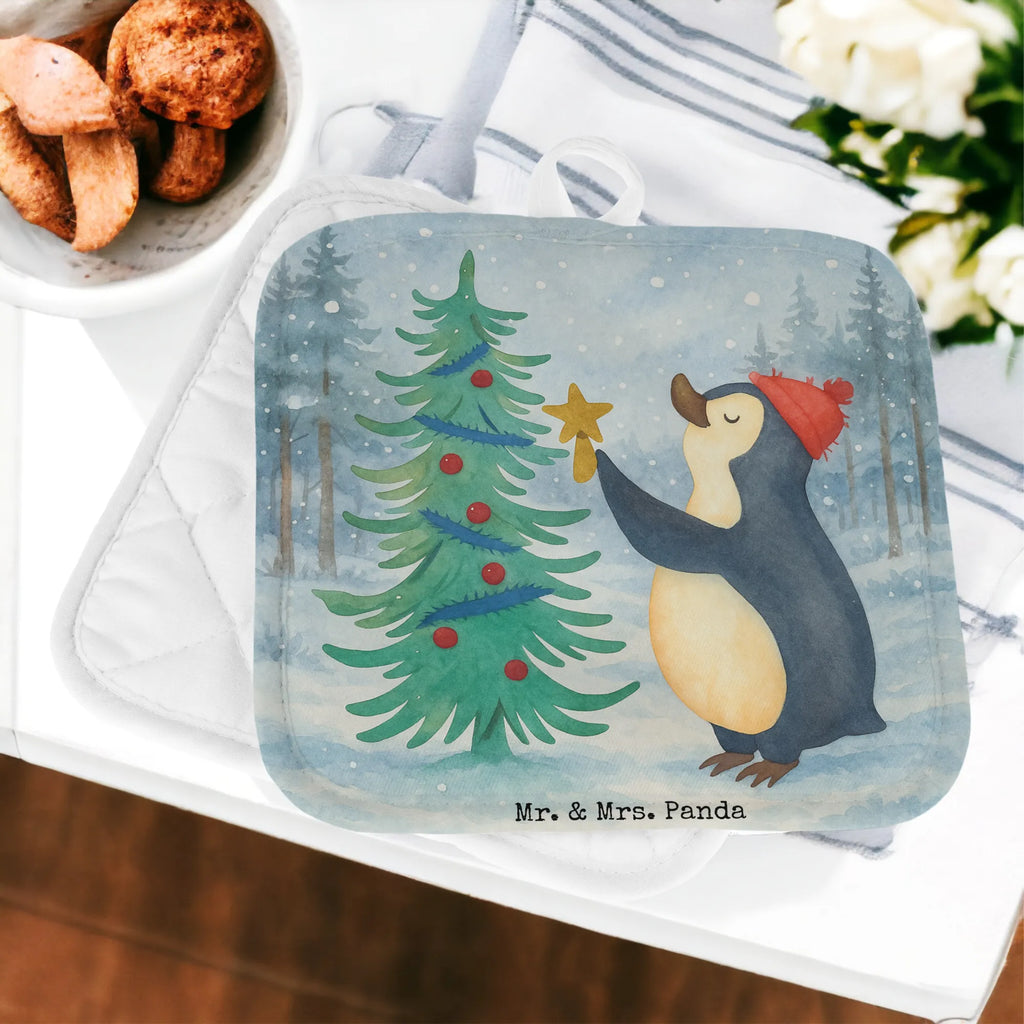 2er Set Topflappen  Pinguin Weihnachtsbaum Design