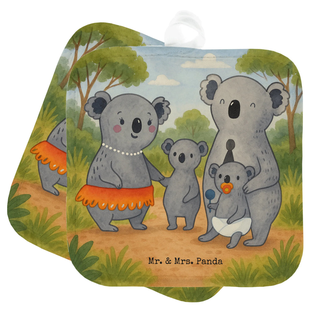 2-elementowy zestaw podkładek pod garnki Rodzina koali Design Topflappenset, Topflappen 2er Set, Topflappen lustig, Ofenhandschuhe, Ofenhandschuh, Topfhandschuh, Schöne Topflappen, Topfuntersetzer, Topflappen, Topflappen Set, Topfhandschuhe, Topflappen mit Spruch, Familie, Vatertag, Muttertag, Bruder, Schwester, Mama, Papa, Oma, Opa, Geschwister, Familienleben, Kinder, Koala, Family, Koalas