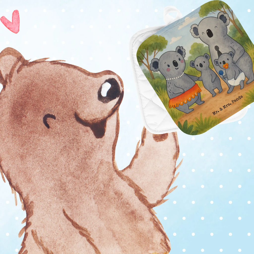 2-elementowy zestaw podkładek pod garnki Rodzina koali Design Topflappenset, Topflappen 2er Set, Topflappen lustig, Ofenhandschuhe, Ofenhandschuh, Topfhandschuh, Schöne Topflappen, Topfuntersetzer, Topflappen, Topflappen Set, Topfhandschuhe, Topflappen mit Spruch, Familie, Vatertag, Muttertag, Bruder, Schwester, Mama, Papa, Oma, Opa, Geschwister, Familienleben, Kinder, Koala, Family, Koalas